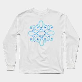 Medieval Blue Scroll Long Sleeve T-Shirt